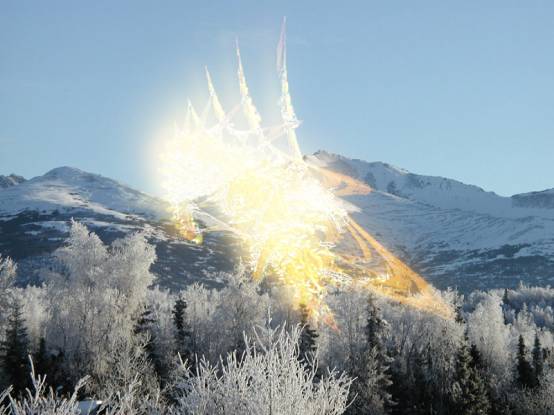 Star-Dweller manifesting briefly in northern Scandinavia, possibly to investigate a group of nearby humans